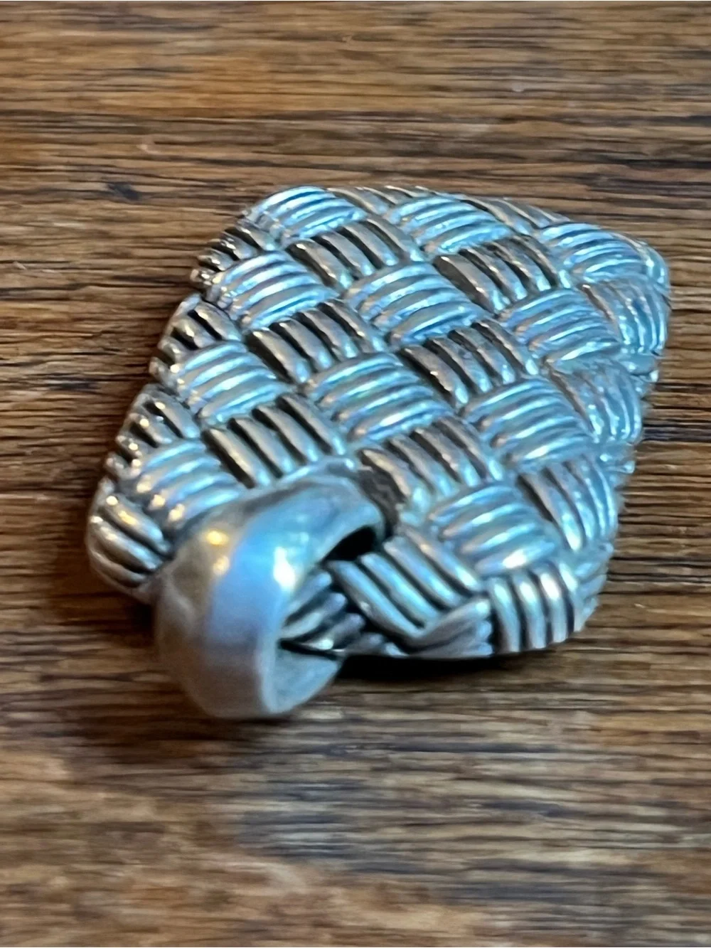 David Yurman Sterling Silver Woven Rectangle Pendant - Silver